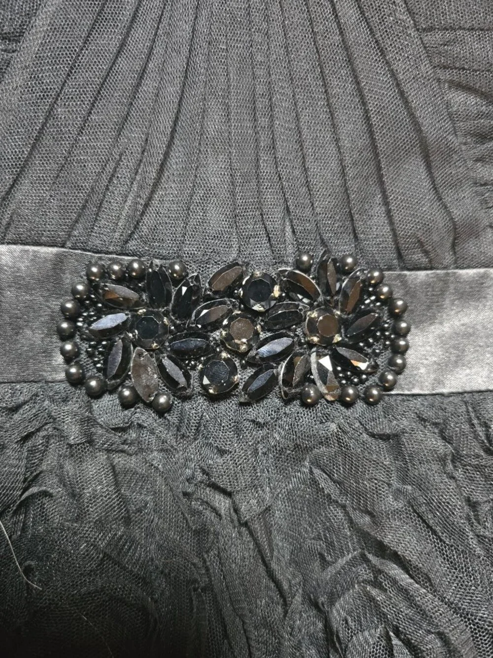 Adrianna Papell Black Rosette Strapless Ball Gown Formal Dress 8